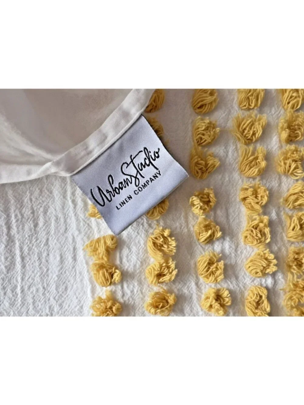 CHENILLE King Pillowcase PAIR URBAN STUDIO Linen White Gold Art Deco 100% Cotton